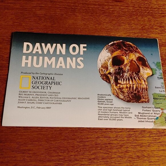 NATIONAL GEOGRAPHIC DAWN of HUMANS WALL POSTER Double Sided Full Colour Feb 97 - Picture 1 of 5